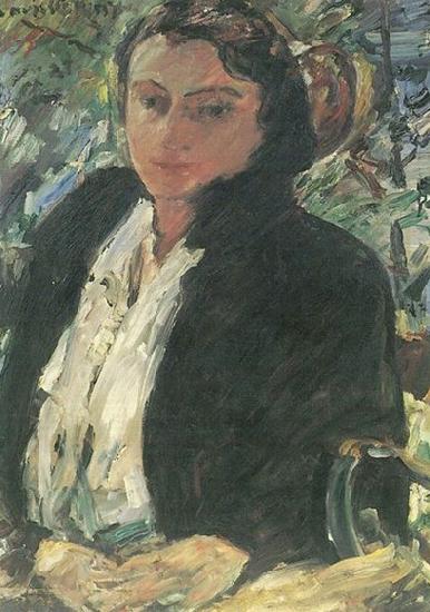 Lovis Corinth Portrat Charlotte Corinth in gruner Samtjacke oil painting picture